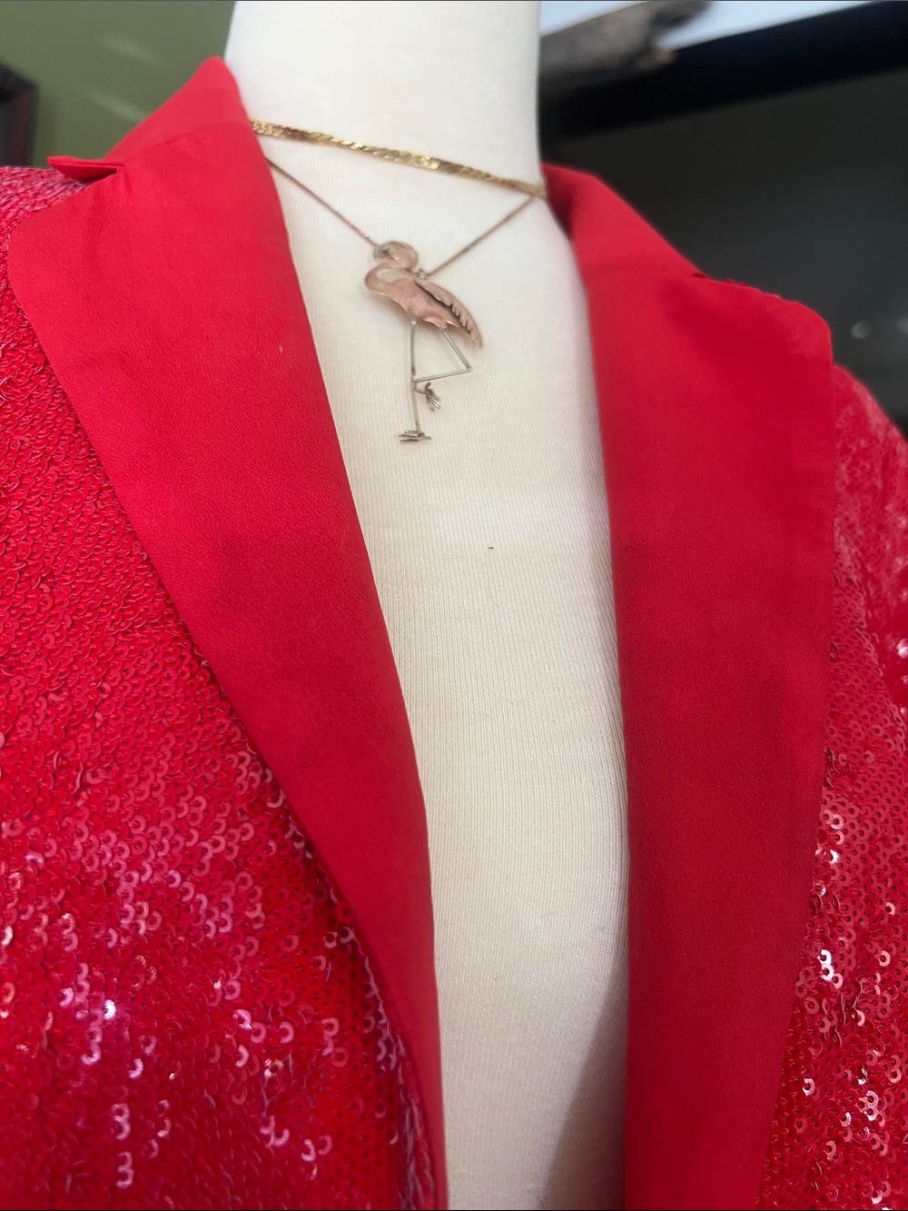 Semi new Anthropologie Maeve Sequin Blazer Dress Red Coat Mini Dress size 4P - Picture 8 of 14